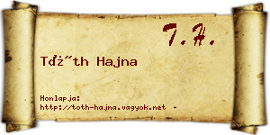 Tóth Hajna névjegykártya